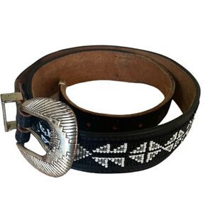 Vintage leather beaded Boho Bohemian Southwestern Belt Size 32 USA made